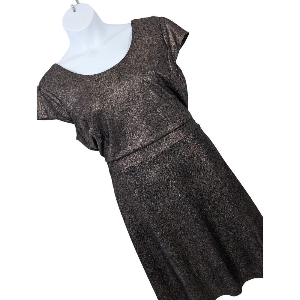 AMERICAN RAG! SHIMMERY TAUPE SPOTTED METALLIC ON BLACK DRESS, TOP! SZ 1X